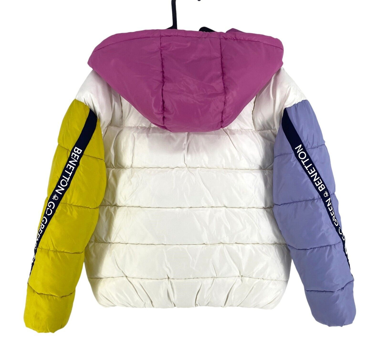 United Colors of Benetton Girls White Hooded Puffer Jacket Size 11-12 Years