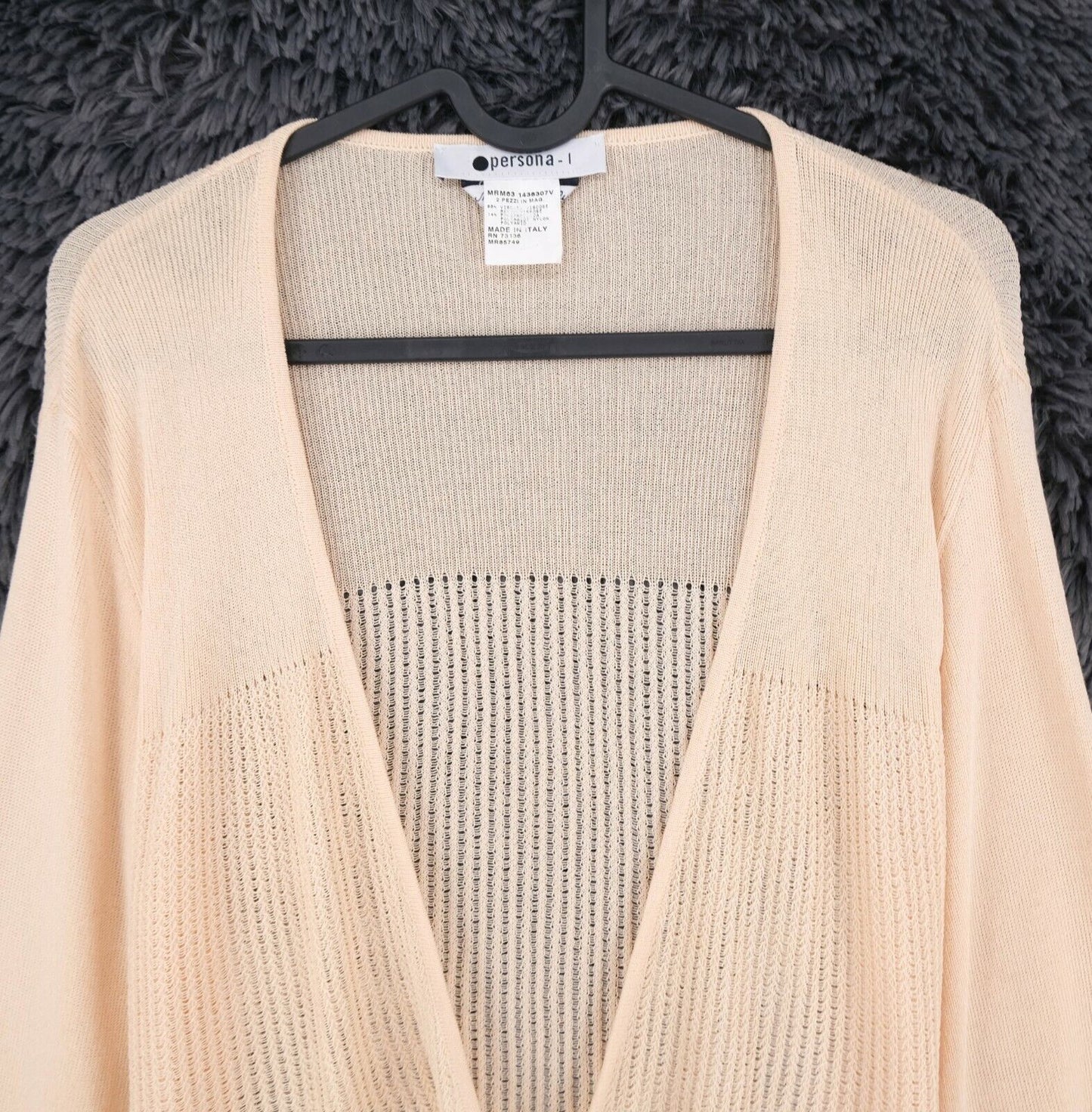 PERSONA Light Pink V Neck Cardigan Jumper Sweater Size L