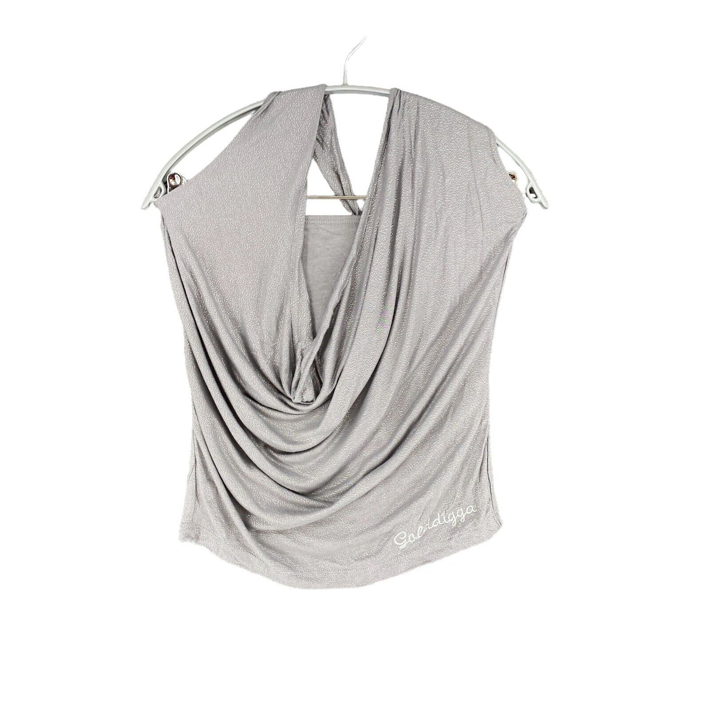 GOLDDIGGA Frost Grey Sleeveless Scoop Neck Halter Top Blouse Size XS S