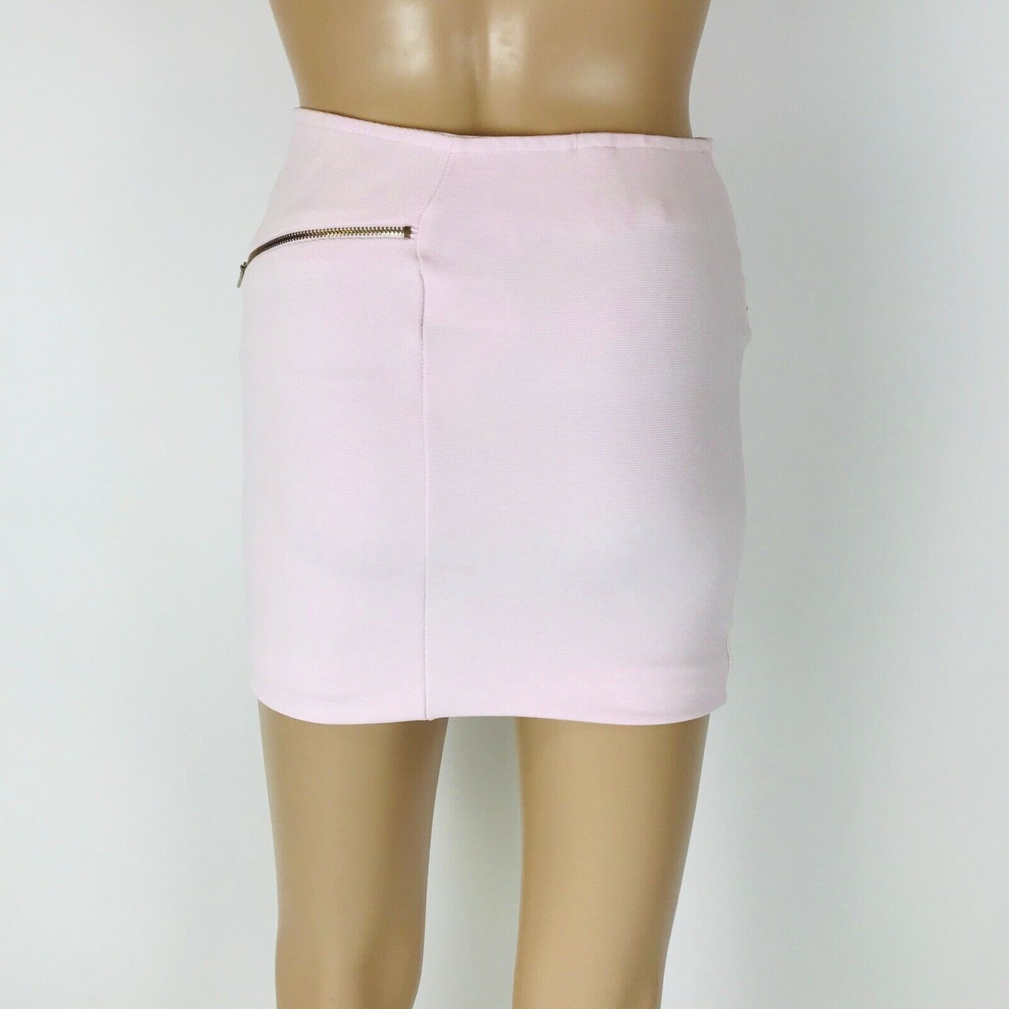 BERSHKA Women's Mini Denim Pastel Pink Short Skirt Size XS W24