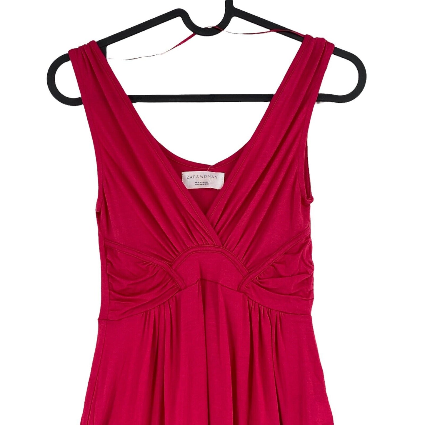 ZARA Pink Sleeveless Deep V-Neck Jersey Fit & Flare Dress Size S