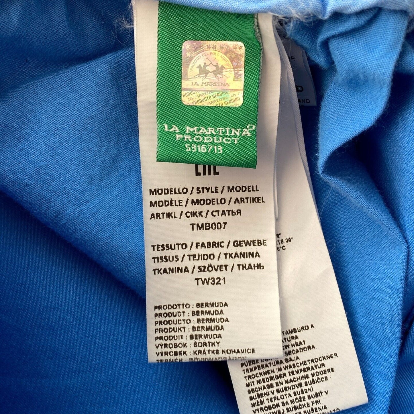 LA MARTINA Blaue Sweatshorts mit bequemer Passform, Größe L, hergestellt in Italien