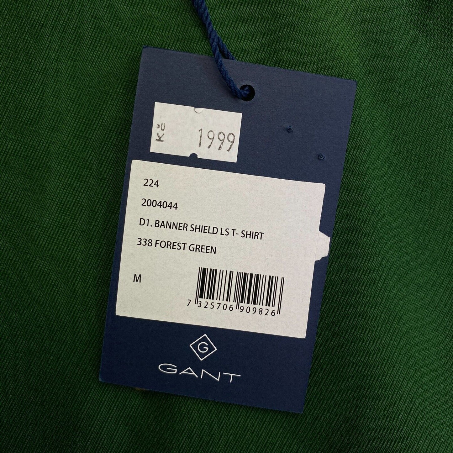 GANT Dark Green Banner Shield Long Sleeves Crew Neck T Shirt Size M