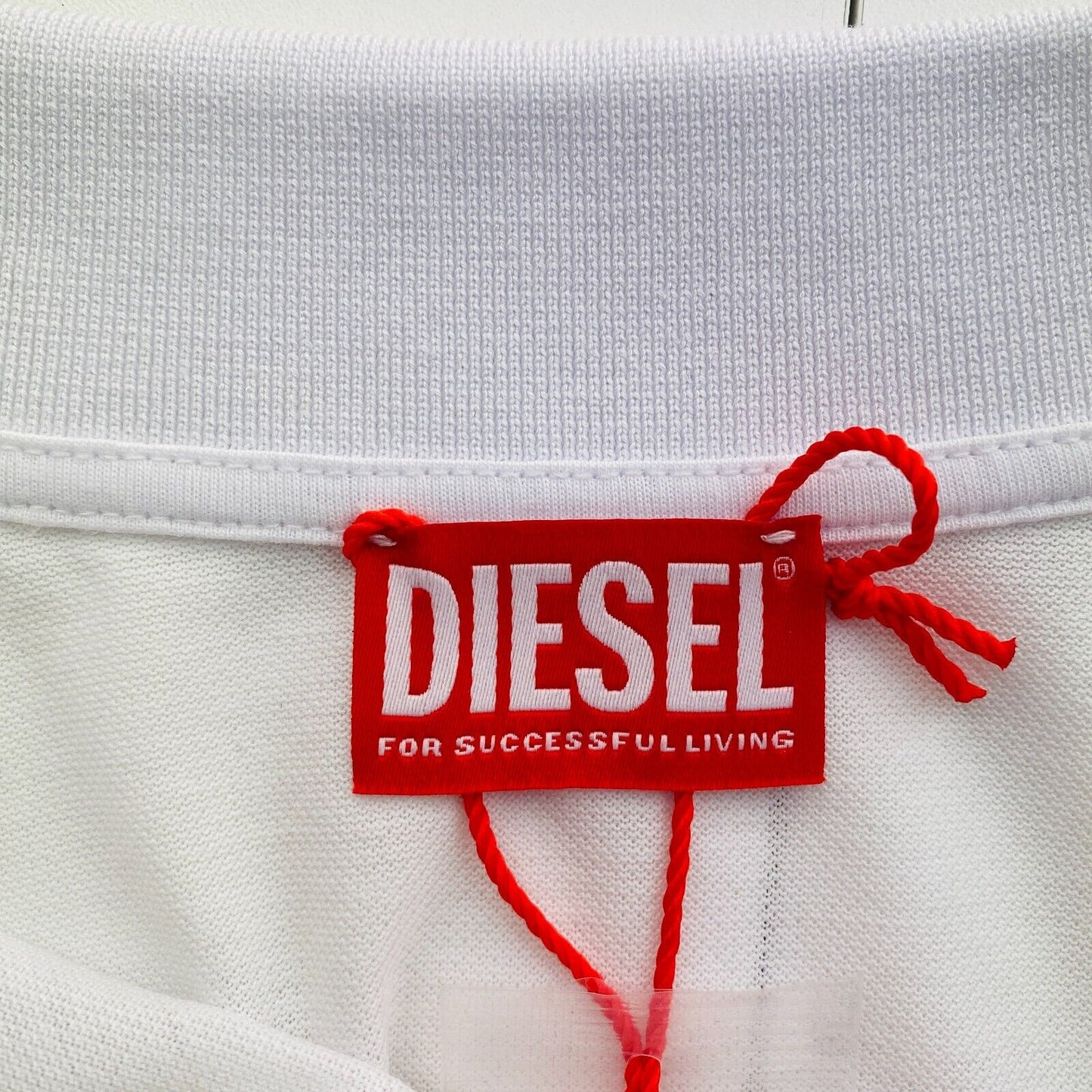 DIESEL Men White T-SMITH-DOVAL-PJ Short Sleeves Polo Shirt Size L