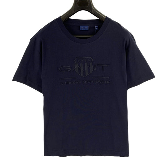 GANT Men Navy Blue Tonal Archive Shield Crew Neck Short Sleeve T Shirt Size 4XL