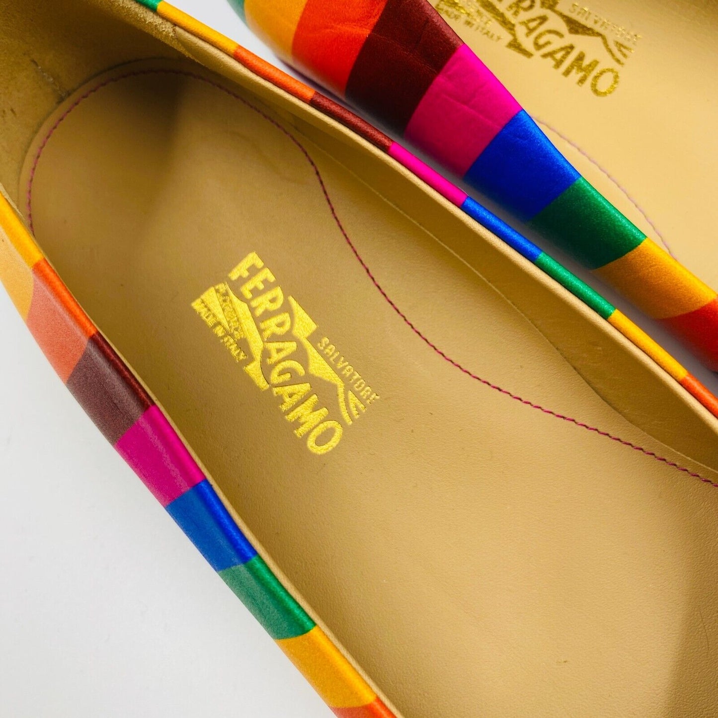 Salvatore Ferragamo Girls Colored Rainbow Min Flat Shoes Size EU 27 UK 9.5