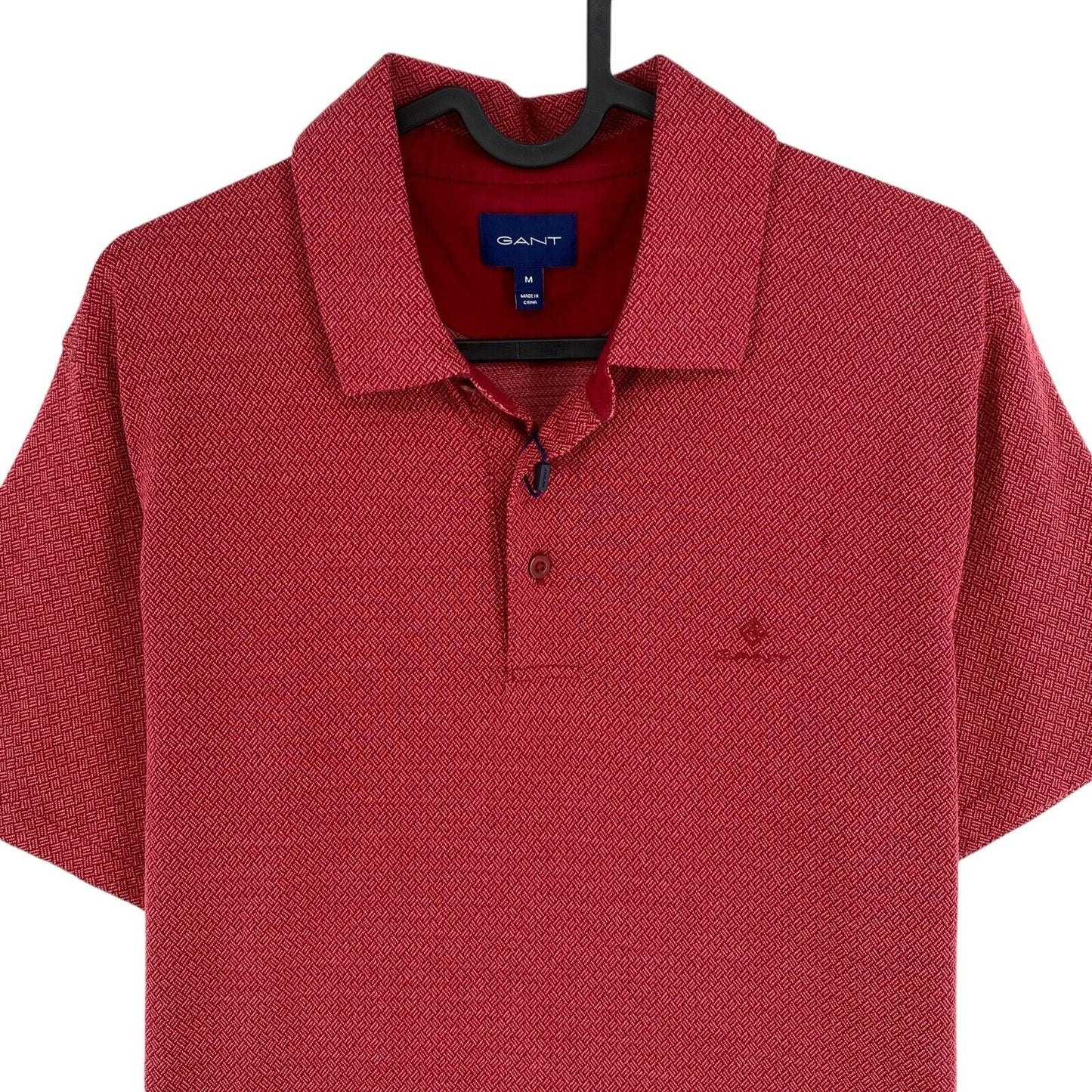 GANT Dunkelrotes Jacquard Rugger Poloshirt Größe M