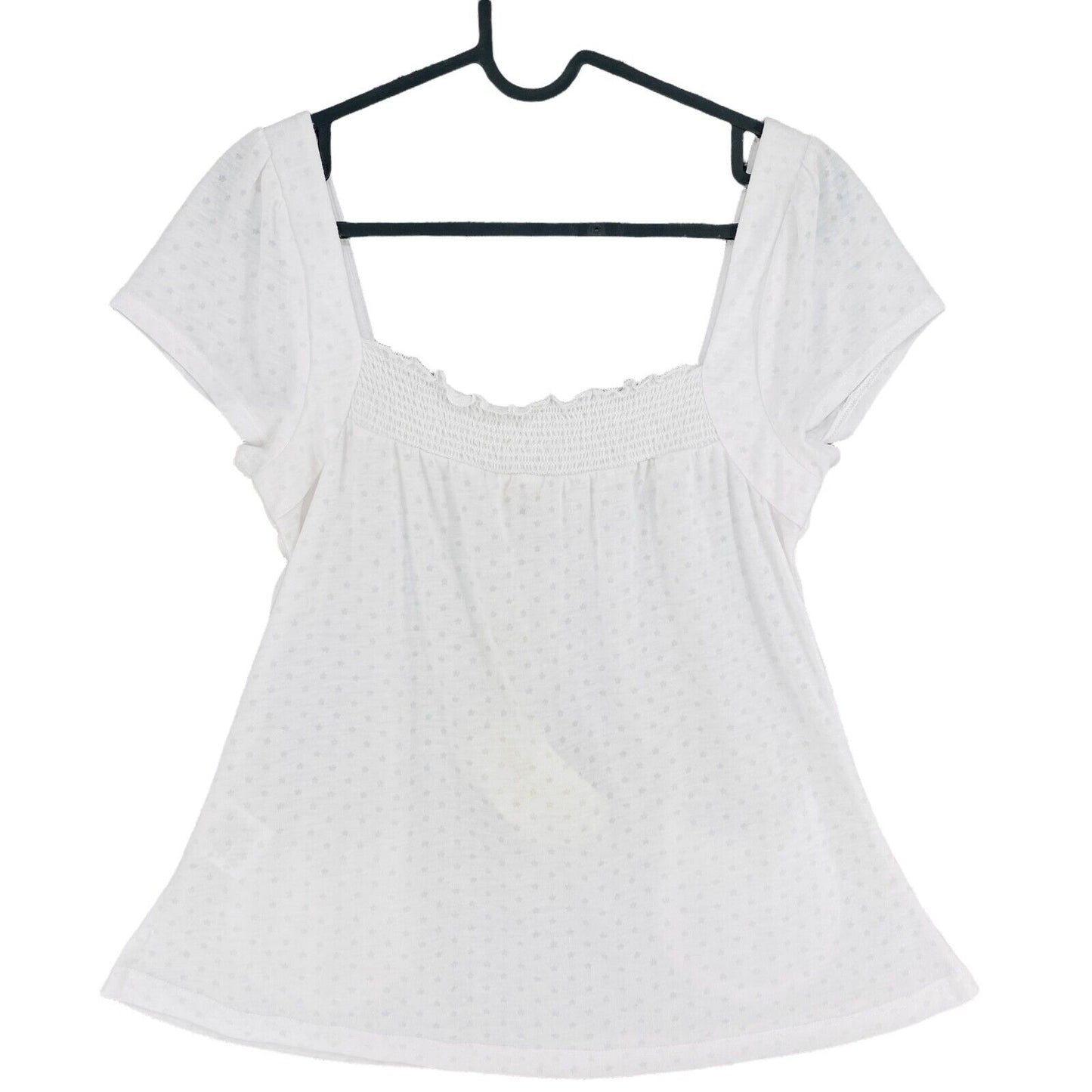 Chilli Pepper White Short Cap Sleeve Square Neck Top Blouse Size S