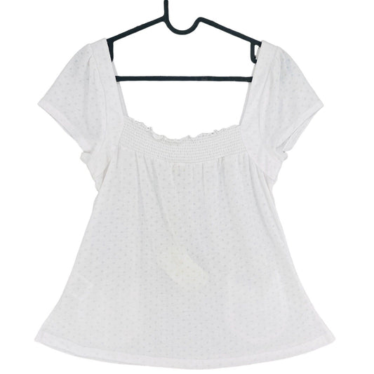 Chilli Pepper Blanc Short Cap Sleeve Square Neck Top Blouse Taille S