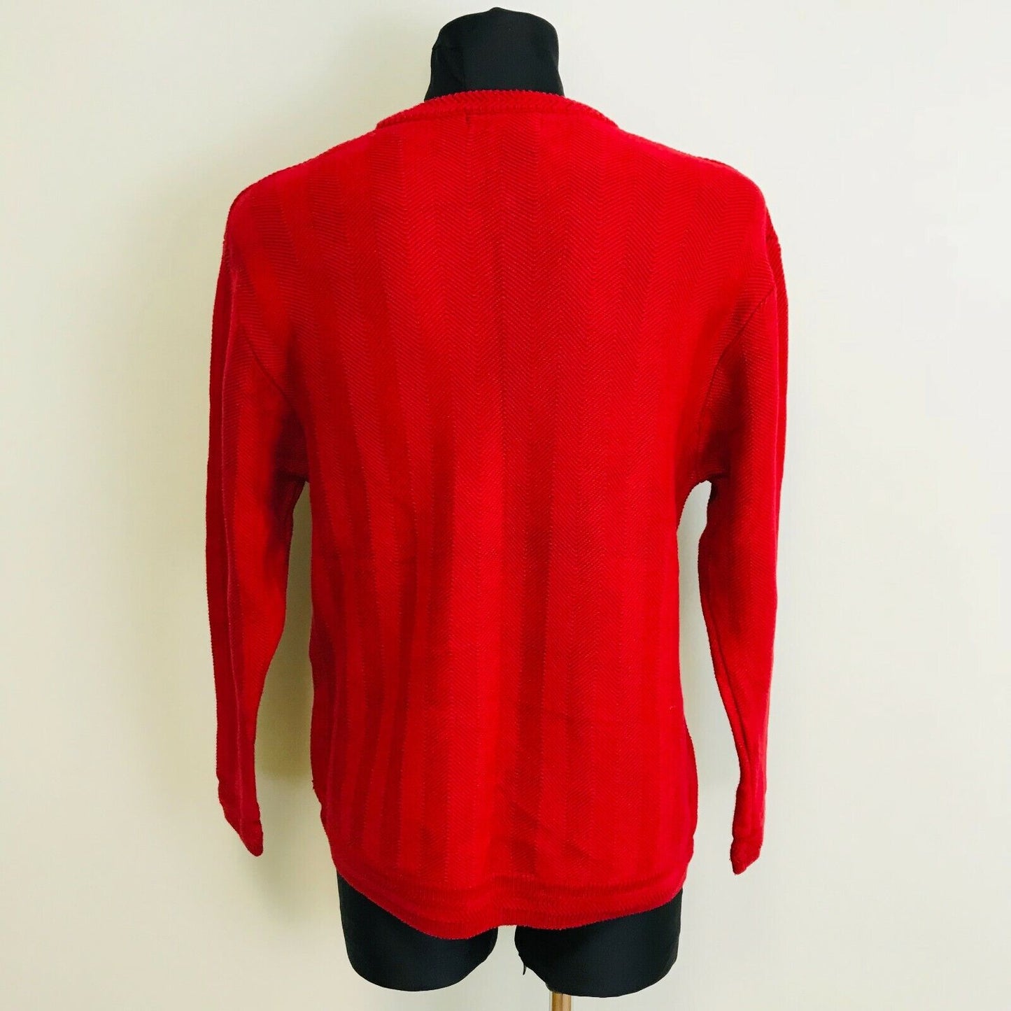 CHAPS Red Crew Neck 100% Cotton Cable Knit Jumper Sweater Size L