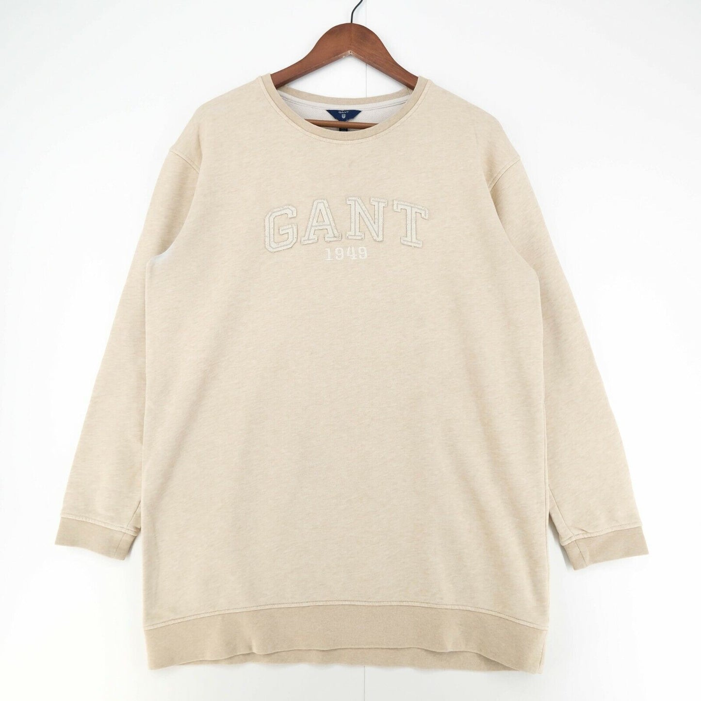 GANT Beige Crew Neck Cotton Blend Oversized Sweatshirt Jumper Sweater Size M