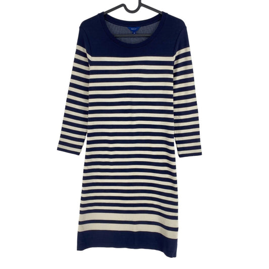 GANT Navy Blue Striped Crew Neck Long Sleeves Dress Size XS