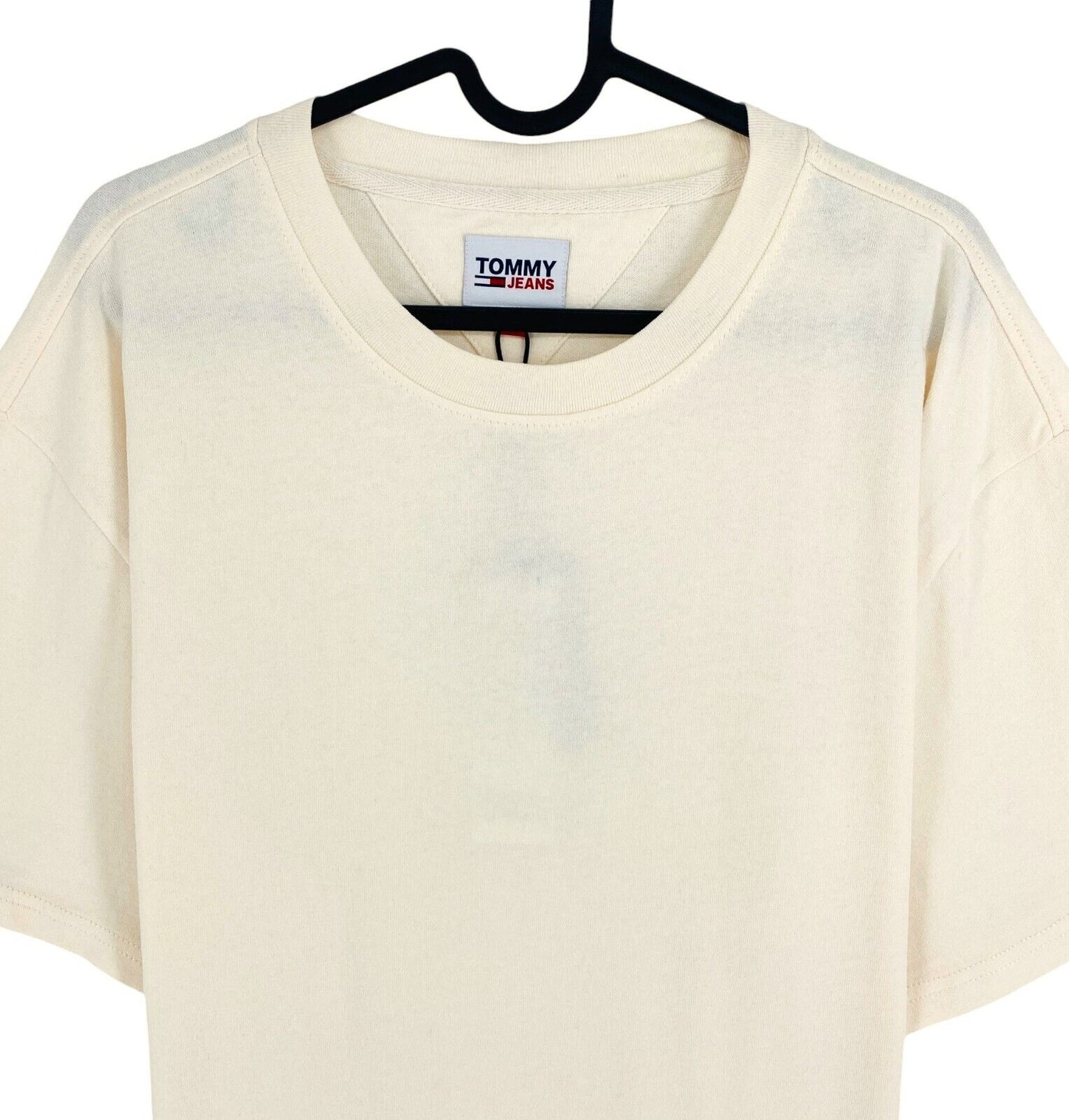 TOMMY HILFIGER JEANS Men Beige Badge Short Sleeves Crew Neck T-Shirt Size XL