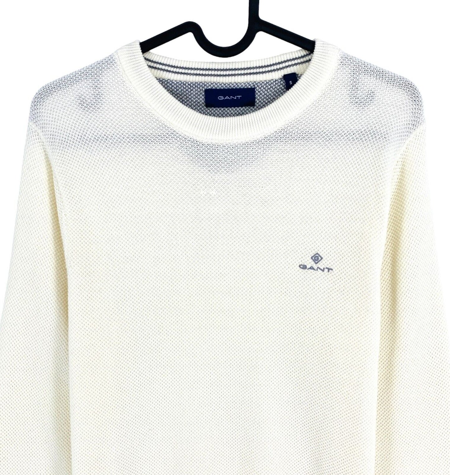 GANT Beige Cotton Pique Crew Neck Sweater Pullover Size S