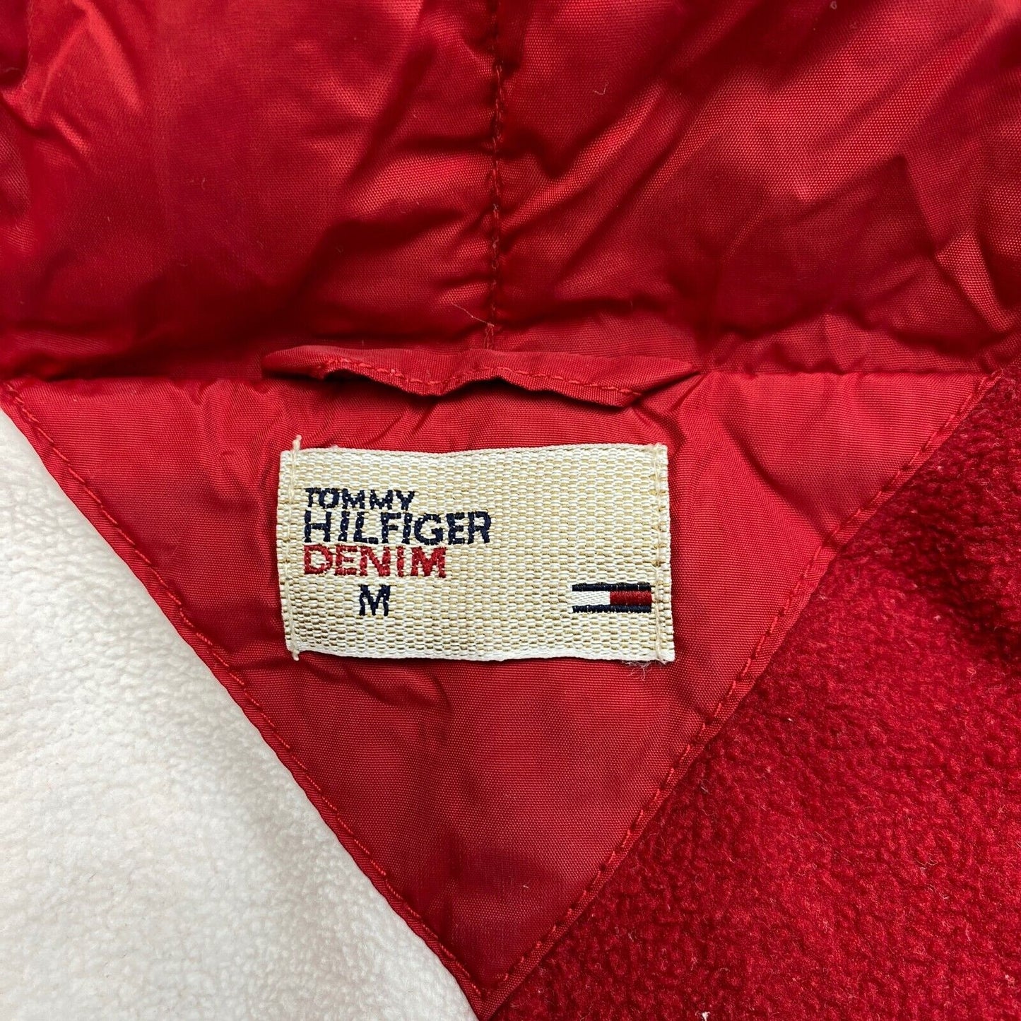 Hilfiger Denim Dark Red Puffer Bomber Coat Jacket Size M