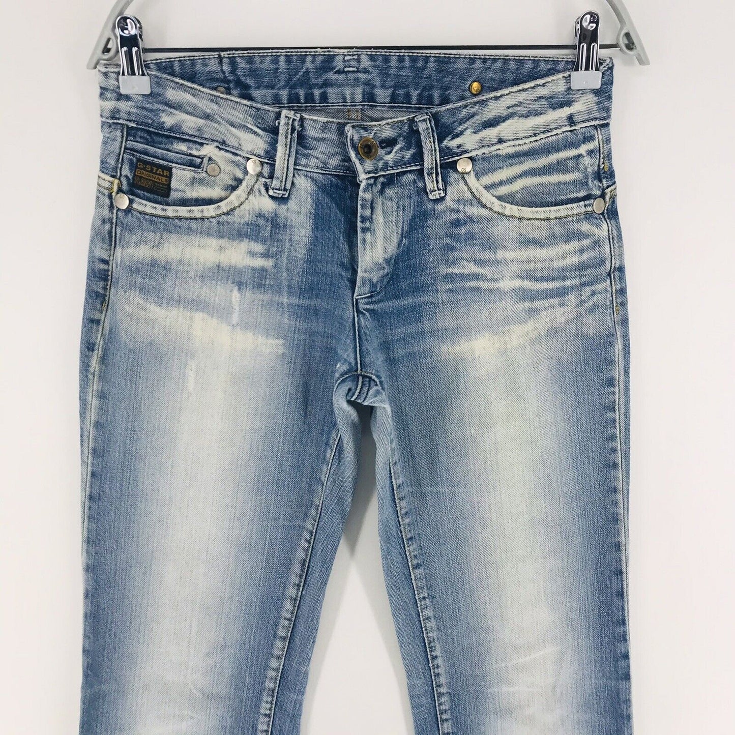 G-STAR RAW ELWOOD Blue Regular Straight Fit Distressed Jeans W29 L34