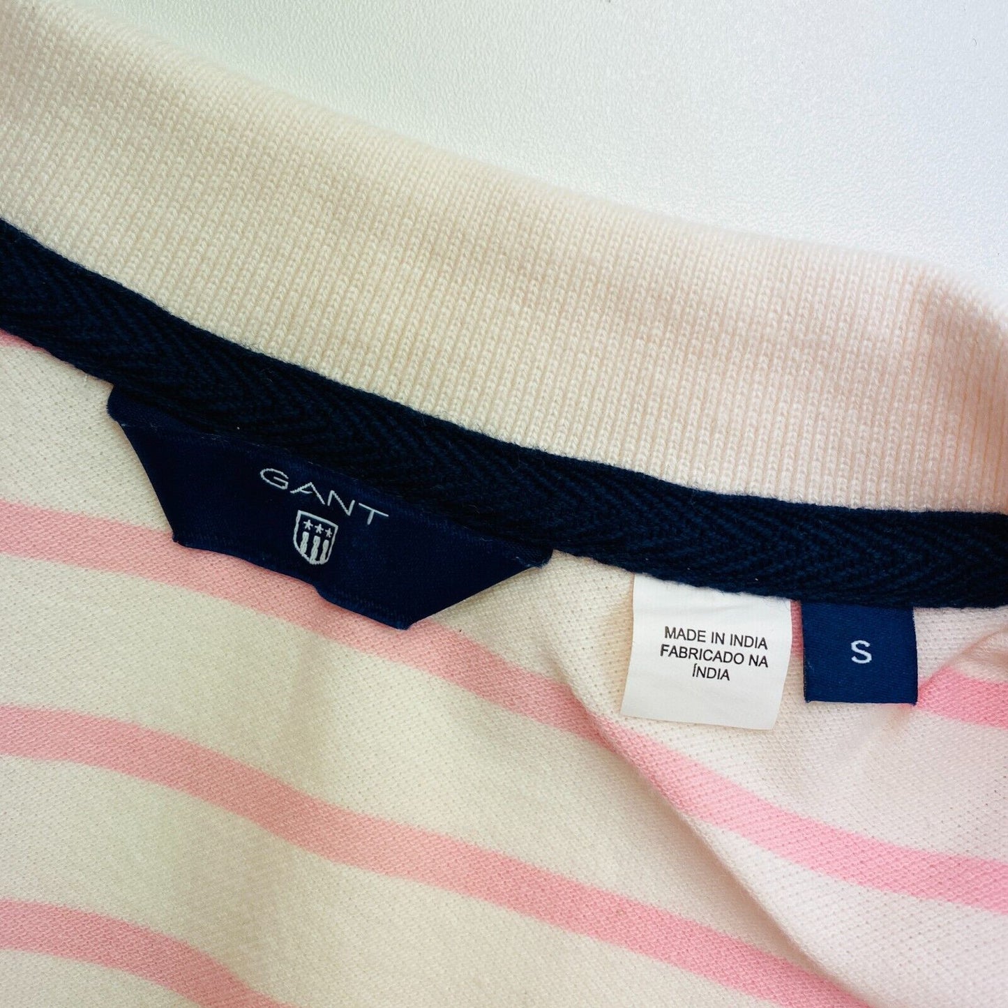 GANT Pink Striped Pique Polo Shirt Size S