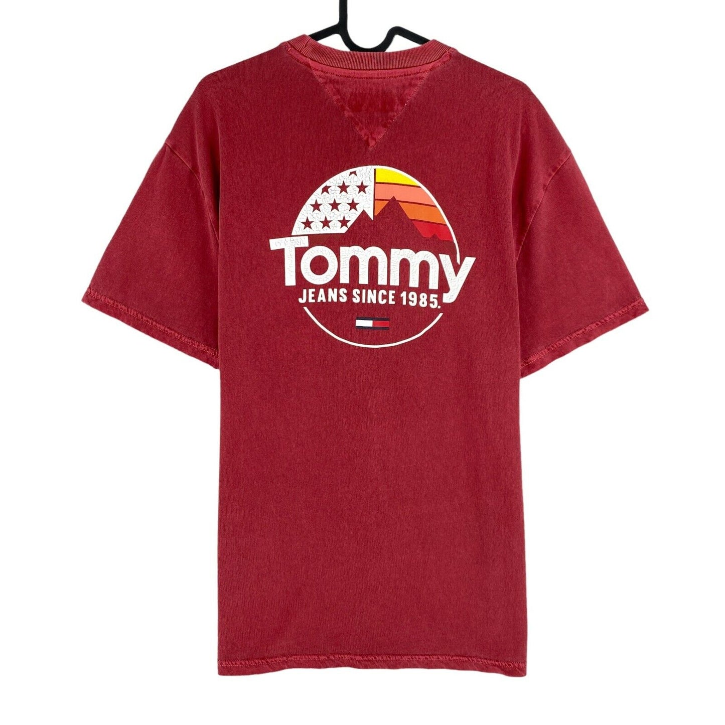 TOMMY HILFIGER Dunkelrotes T-Shirt mit Rundhalsausschnitt, Größe M