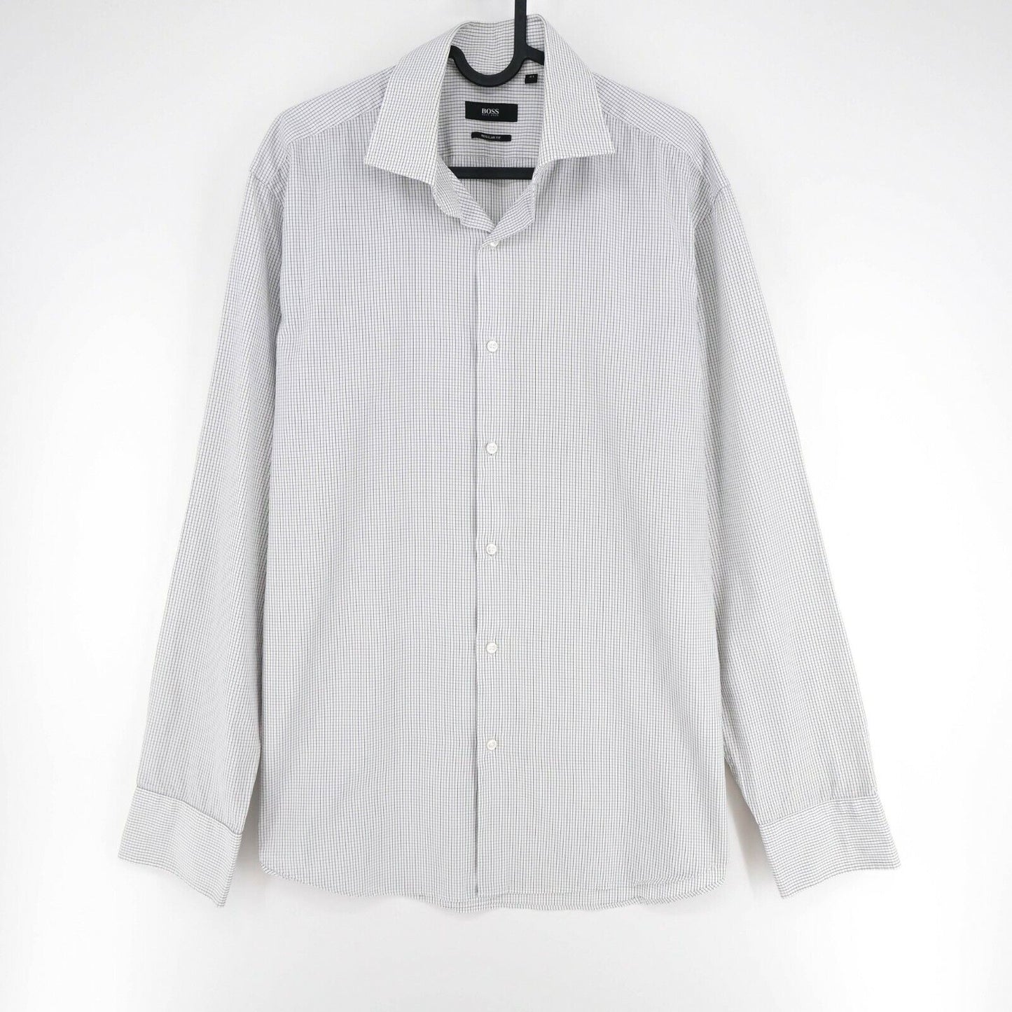 HUGO BOSS White Regular Fit Check Print Shirt Size 41 - M