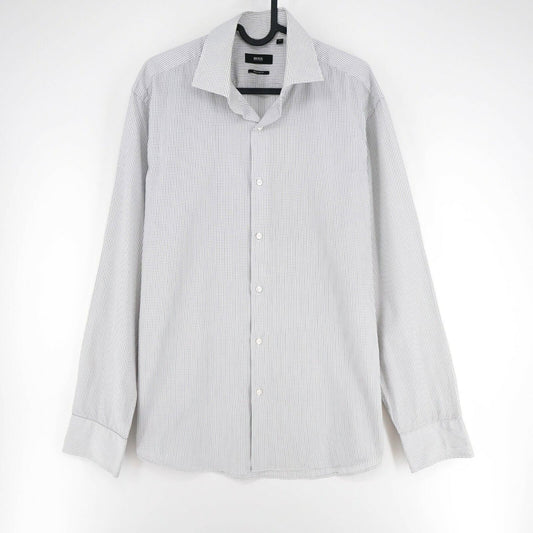 HUGO BOSS White Regular Fit Check Print Shirt Size 41 - M