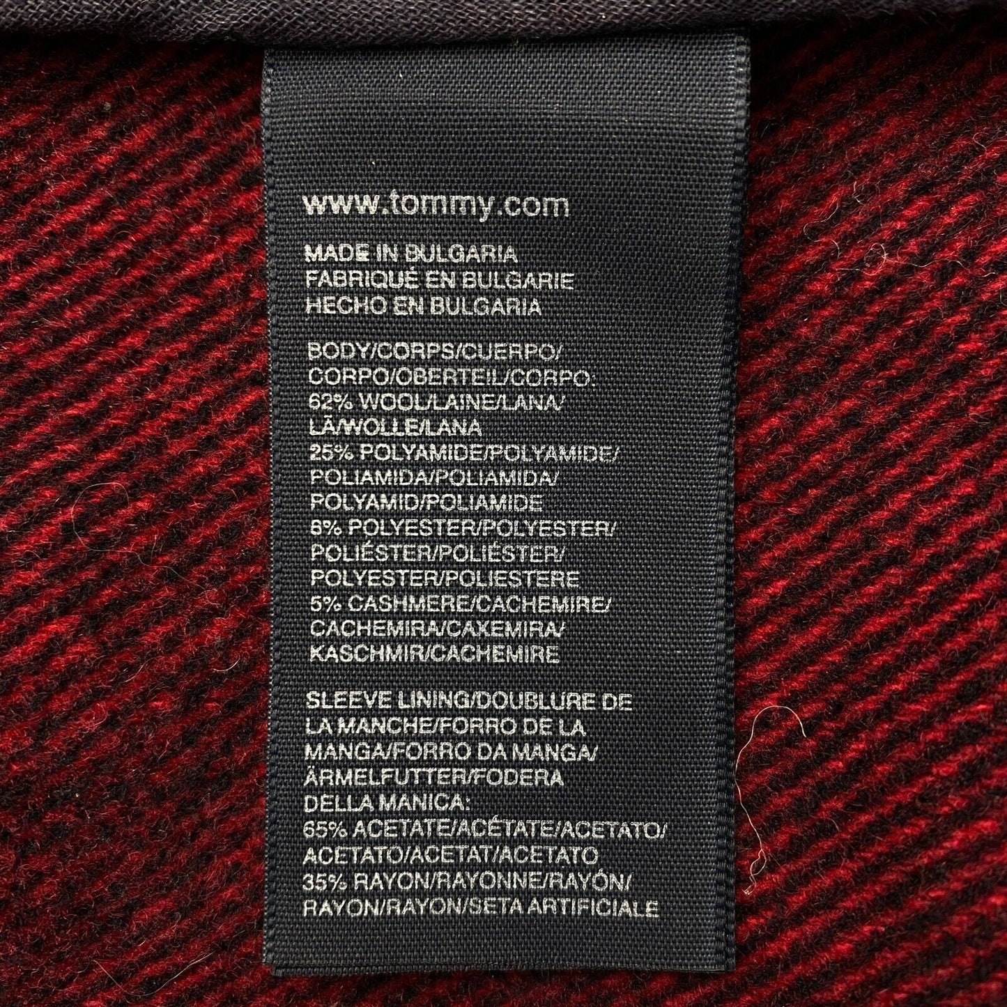 TOMMY HILFIGER Lined Red Wool Blend Hooded Over Coat Jacket Size S