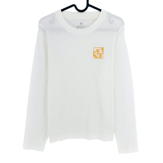 GANT White Crew Neck Long Sleeves T Shirt Size S