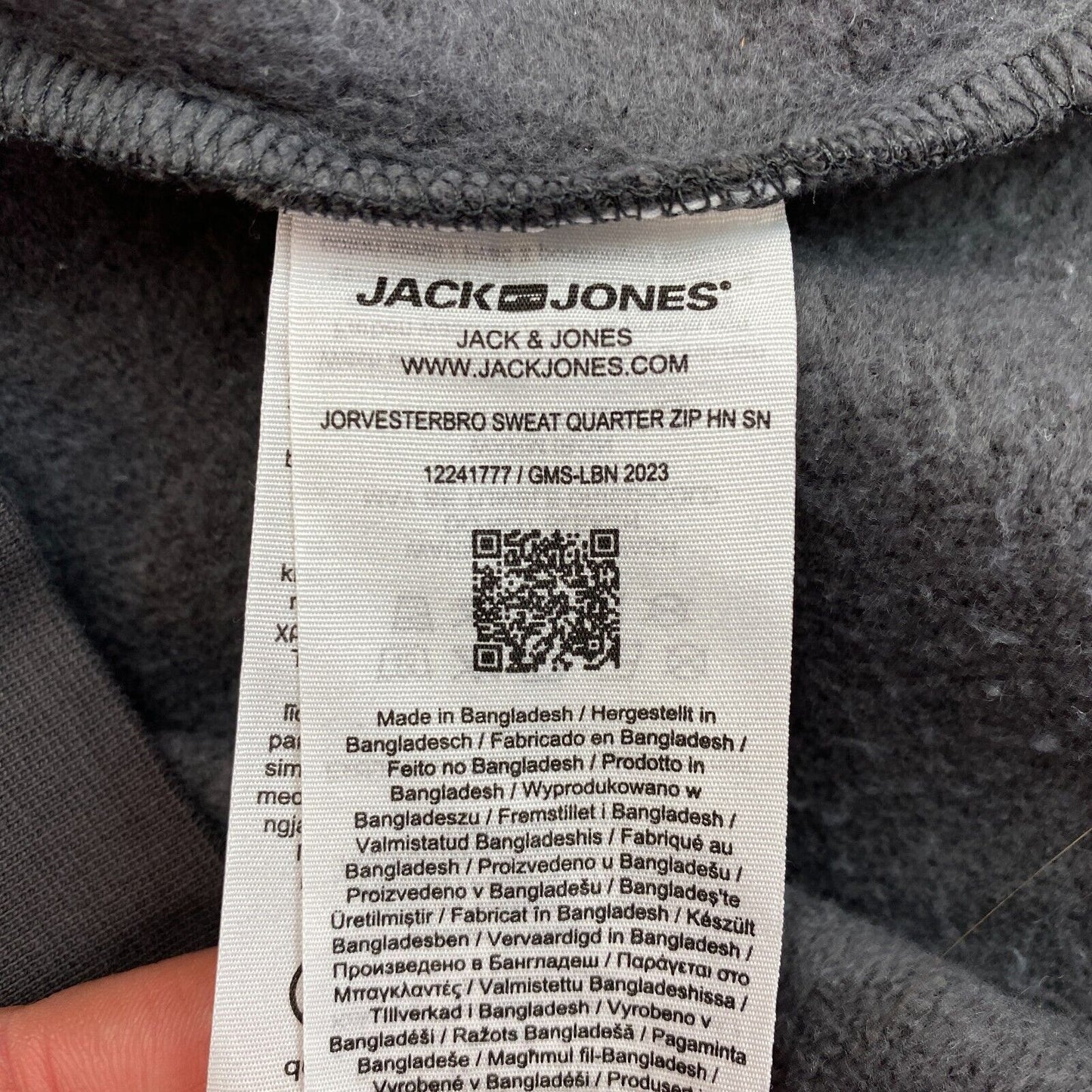 JACK&JONES Originals Grey Quarter Zip Sweater Jumper Size L