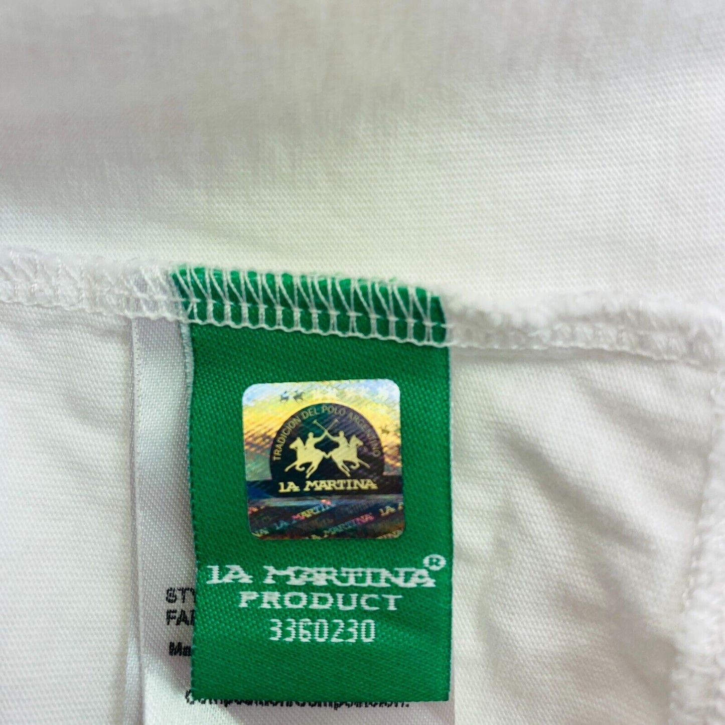 LA MARTINA Polo Manches Longues Jersey de Coton Blanc Taille 1 / XS