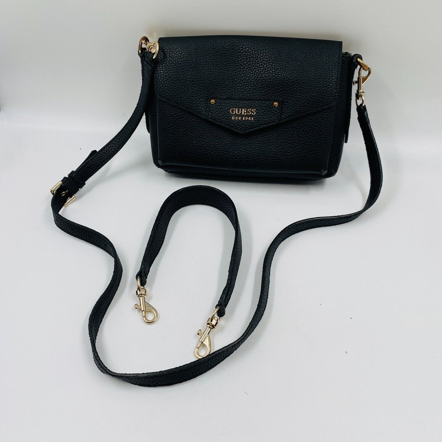 GUESS Women Black Eco Leather Crossbody Shoulder Bag