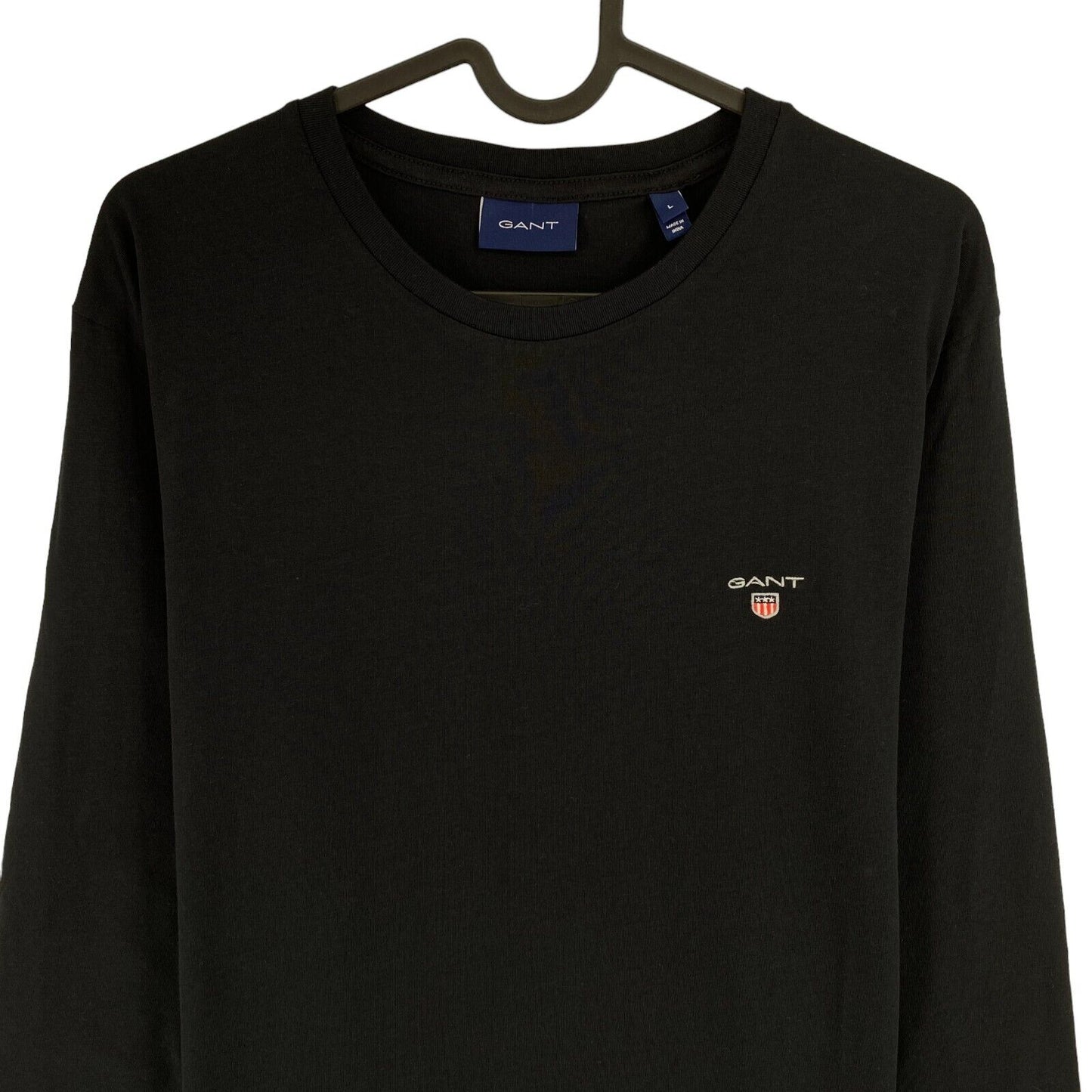 GANT Men Black Original Crew Neck Long Sleeve T Shirt Size L