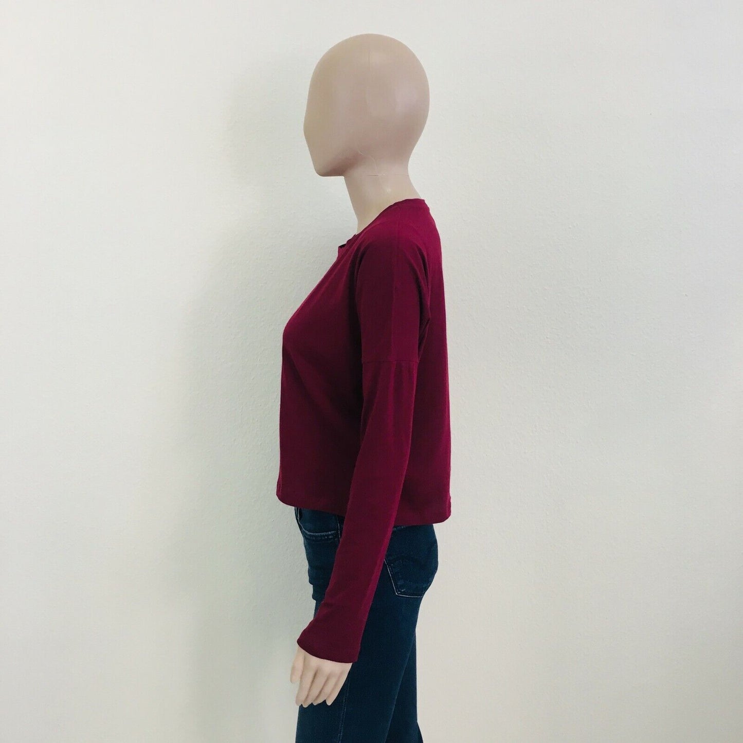 ZARA Trafaluc Red Long Sleeve T Shirt Top Blouse Size S