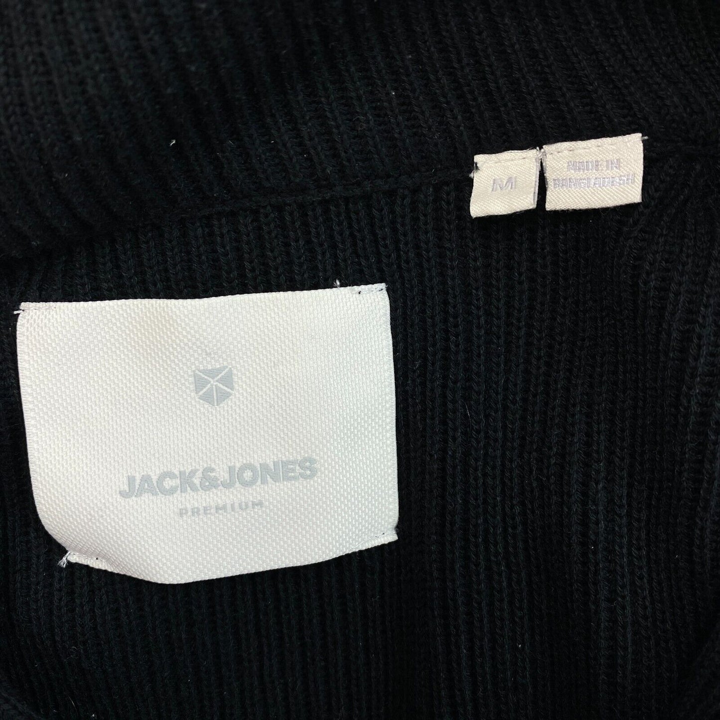 JACK&JONES Premium Black Perfect Knit Half Zip Sweater Jumper Size M