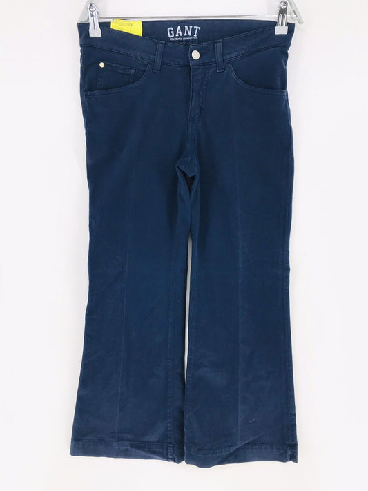 €149 GANT Damen Dunkelblau Stretch Loose Bootcut Fit Chino Hose W28 L28