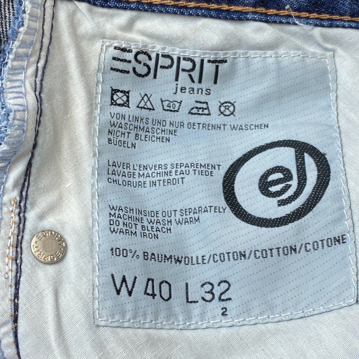 ESPRIT Femme Bleu Classique Tapered Fit Moms Jeans Taille W30 EUR 40 UK 14 US 10