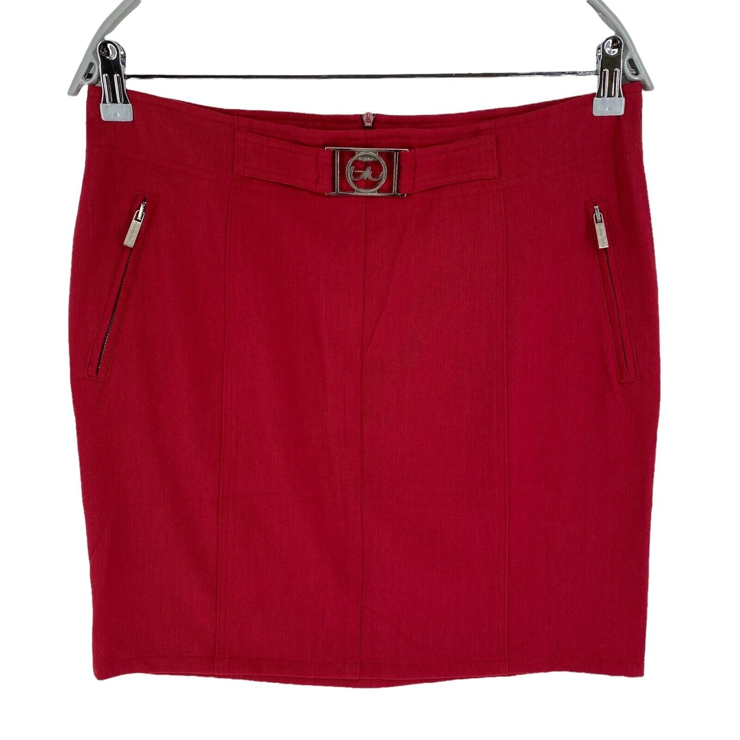 UVP €193 Blu Byblos Damen Rot Regular Fit Rock Größe EU 38 UK 10 US 8