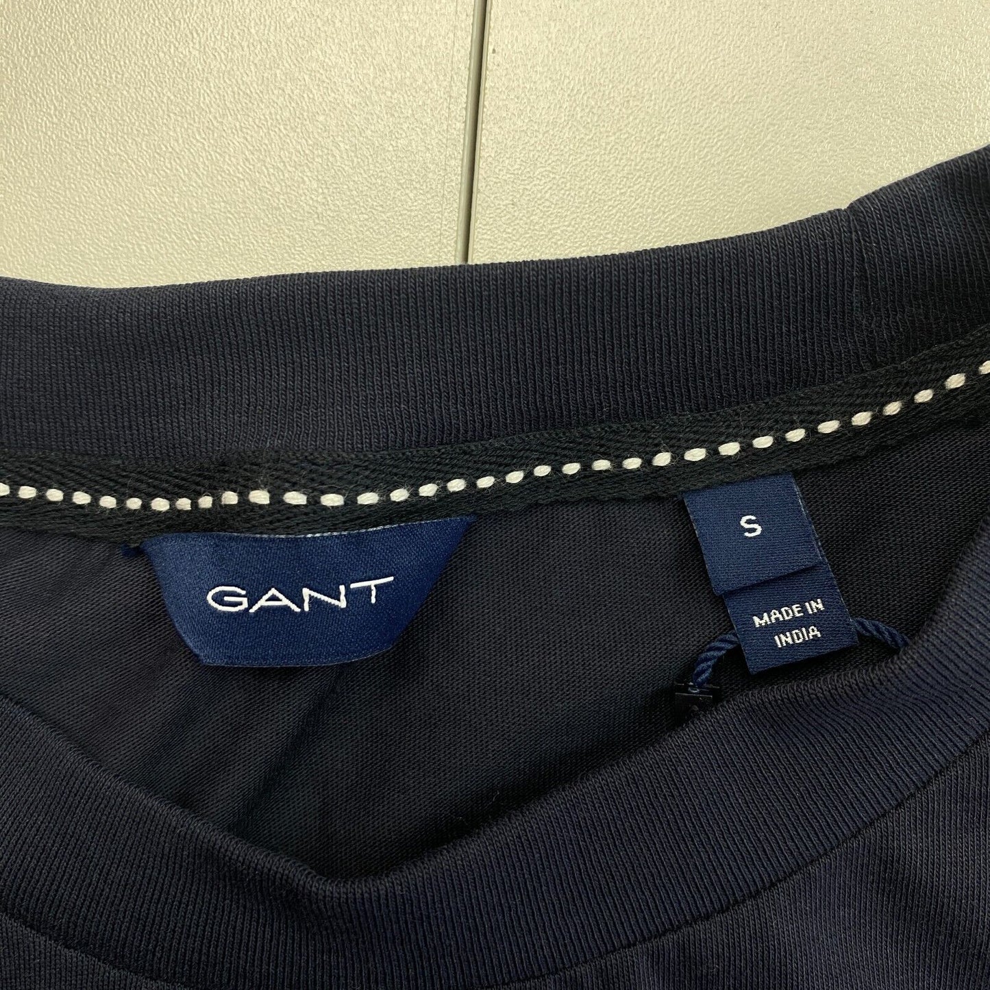 GANT Women Navy Blue Tag SS Crew Neck T Shirt Size S