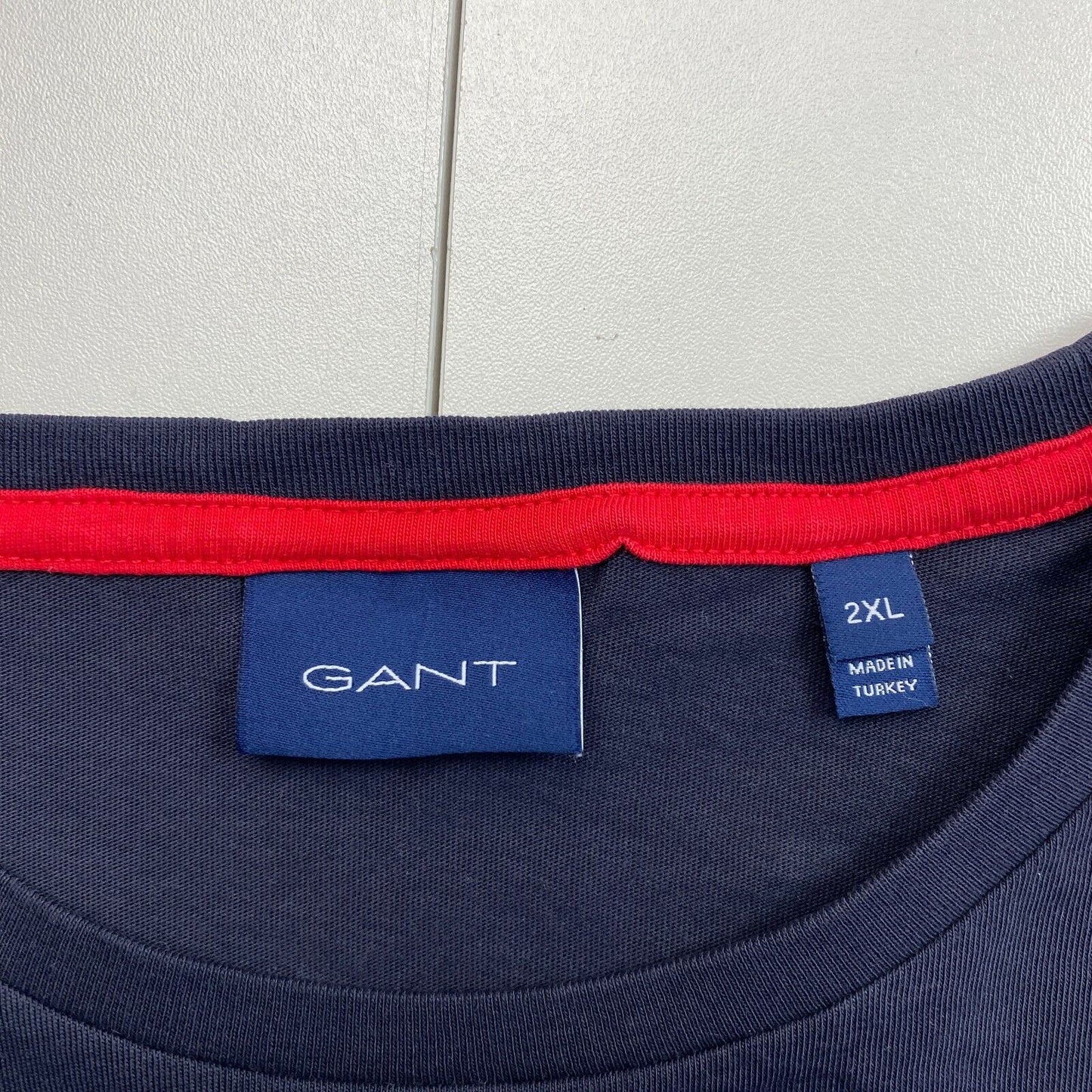 GANT Men Navy Blue Contrast Logo Crew Neck Short Sleeves T Shirt Size 2XL XXL