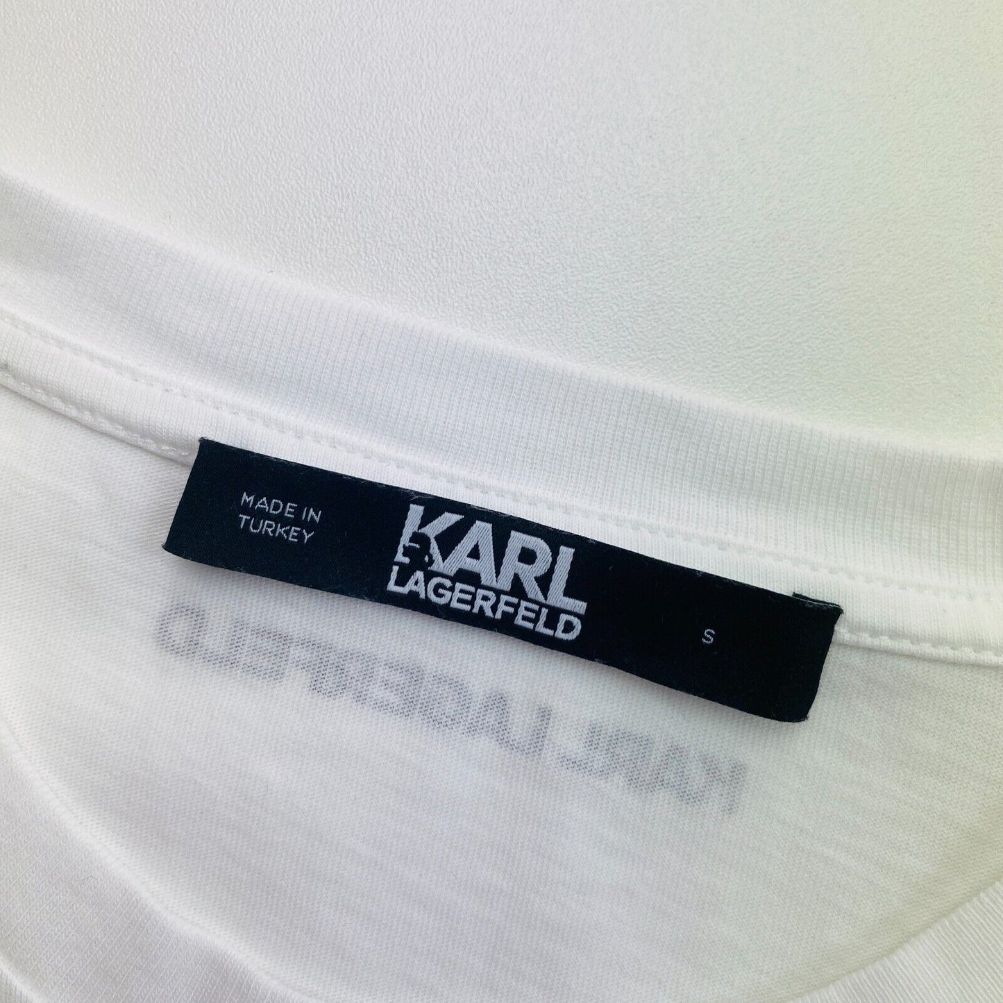 Karl Lagerfeld White Ikonik Rhinestone Couple Crew Neck T-Shirt Top Size S