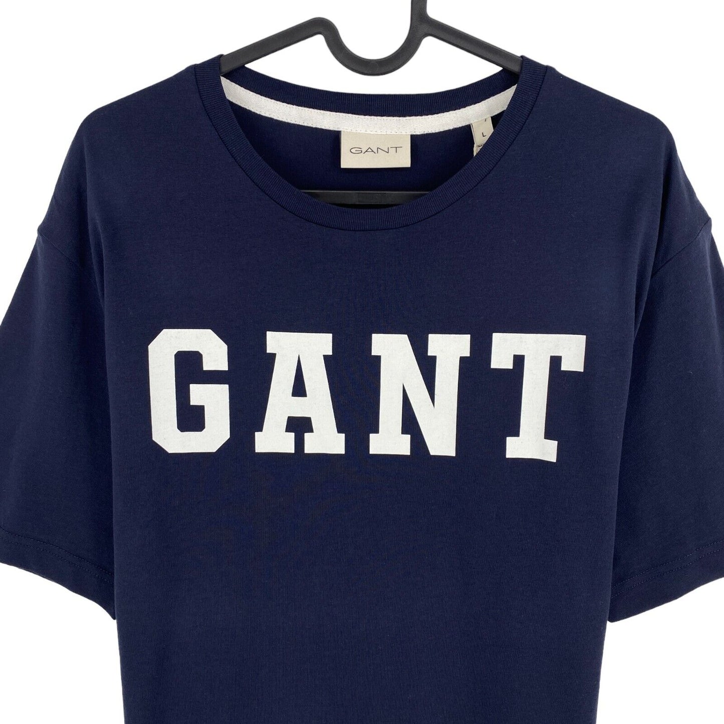 GANT Men Navy Blue Logo Crew Neck Short Sleeves T Shirt Size L