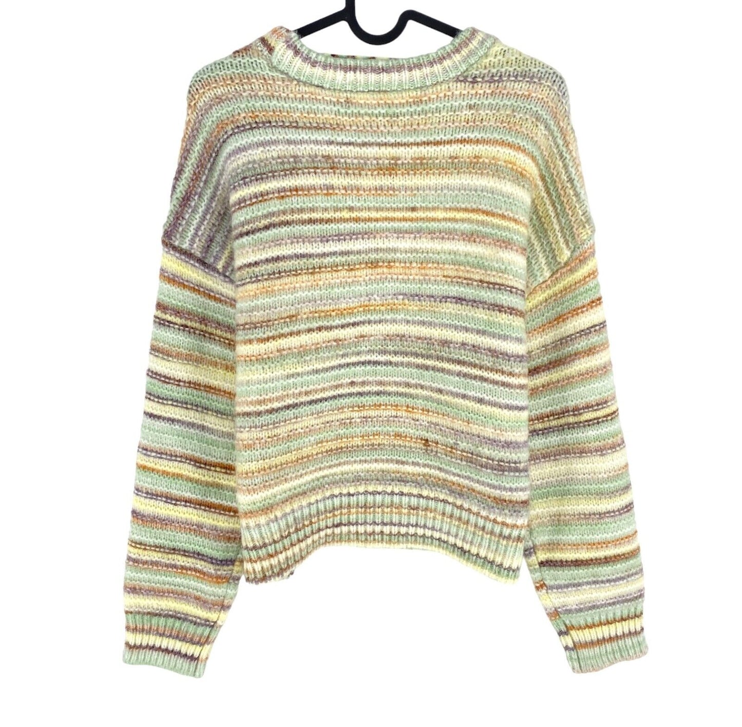 VERO MODA Womens Light Green KIRA Multi Stripes Crew Neck Sweater Jumper Size M