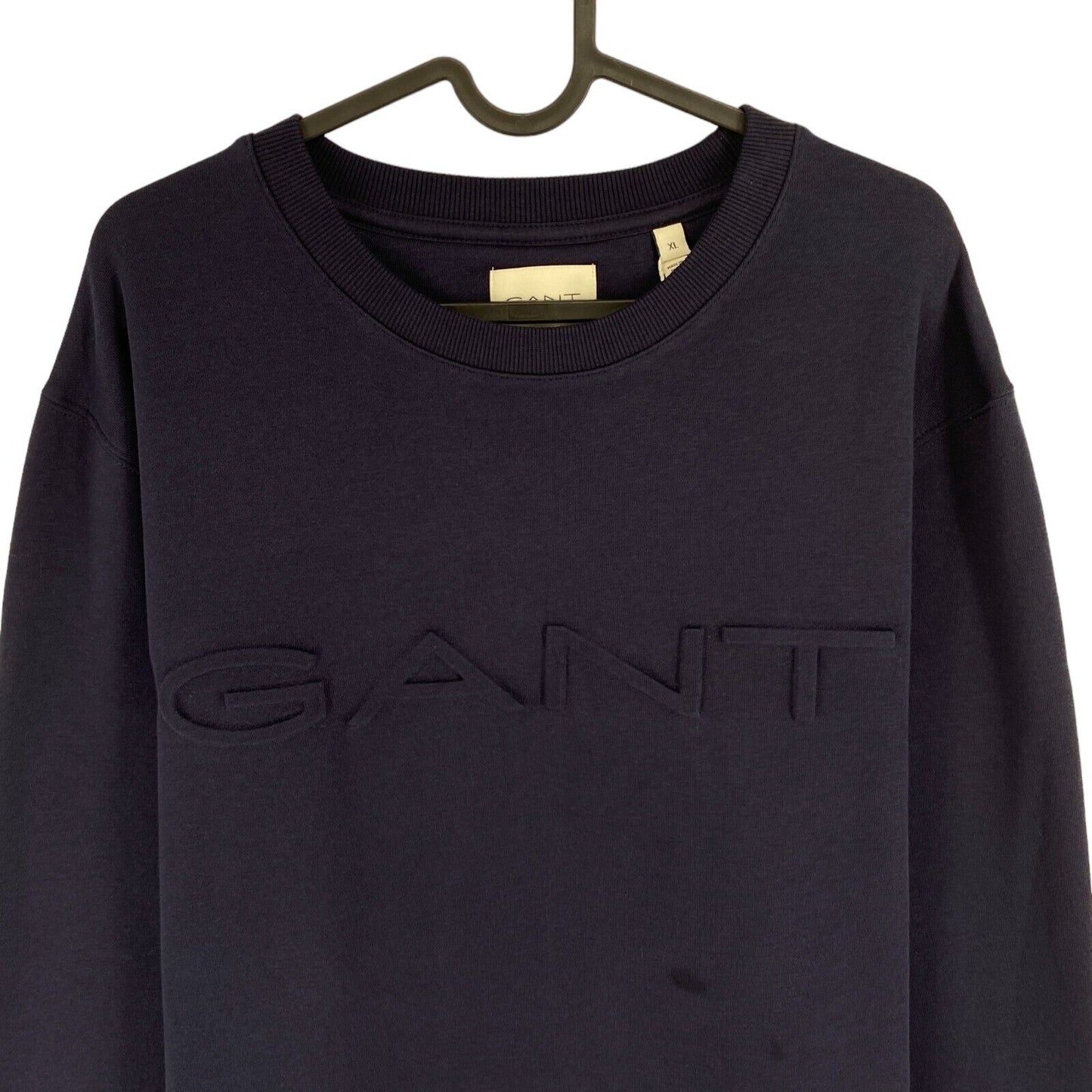 GANT Navy Blue Embossed Logo Crew Neck Sweater Pullover Jumper Size XL