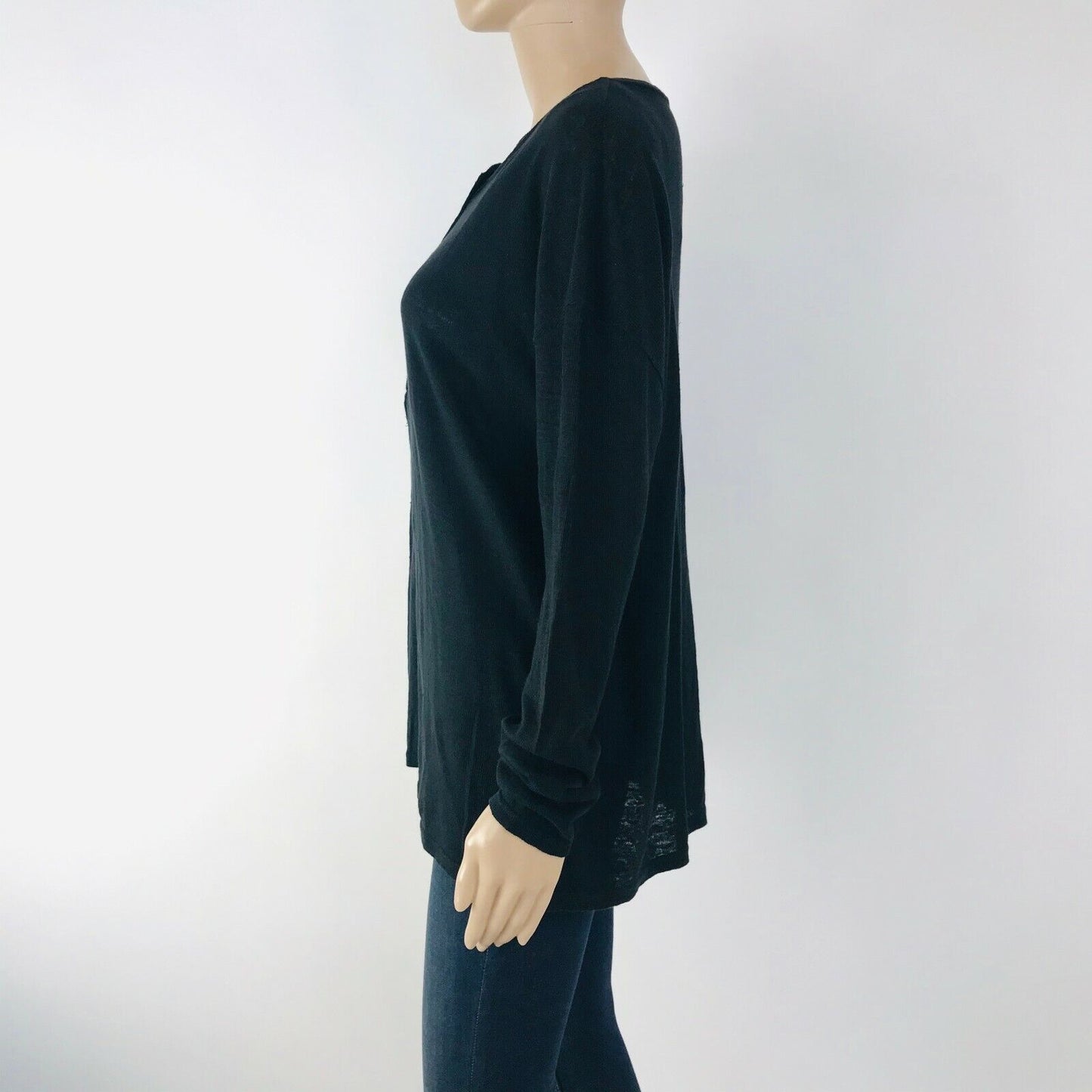 ZARA W&B Collection Women's 100% Linen Black Blouse Top Size M