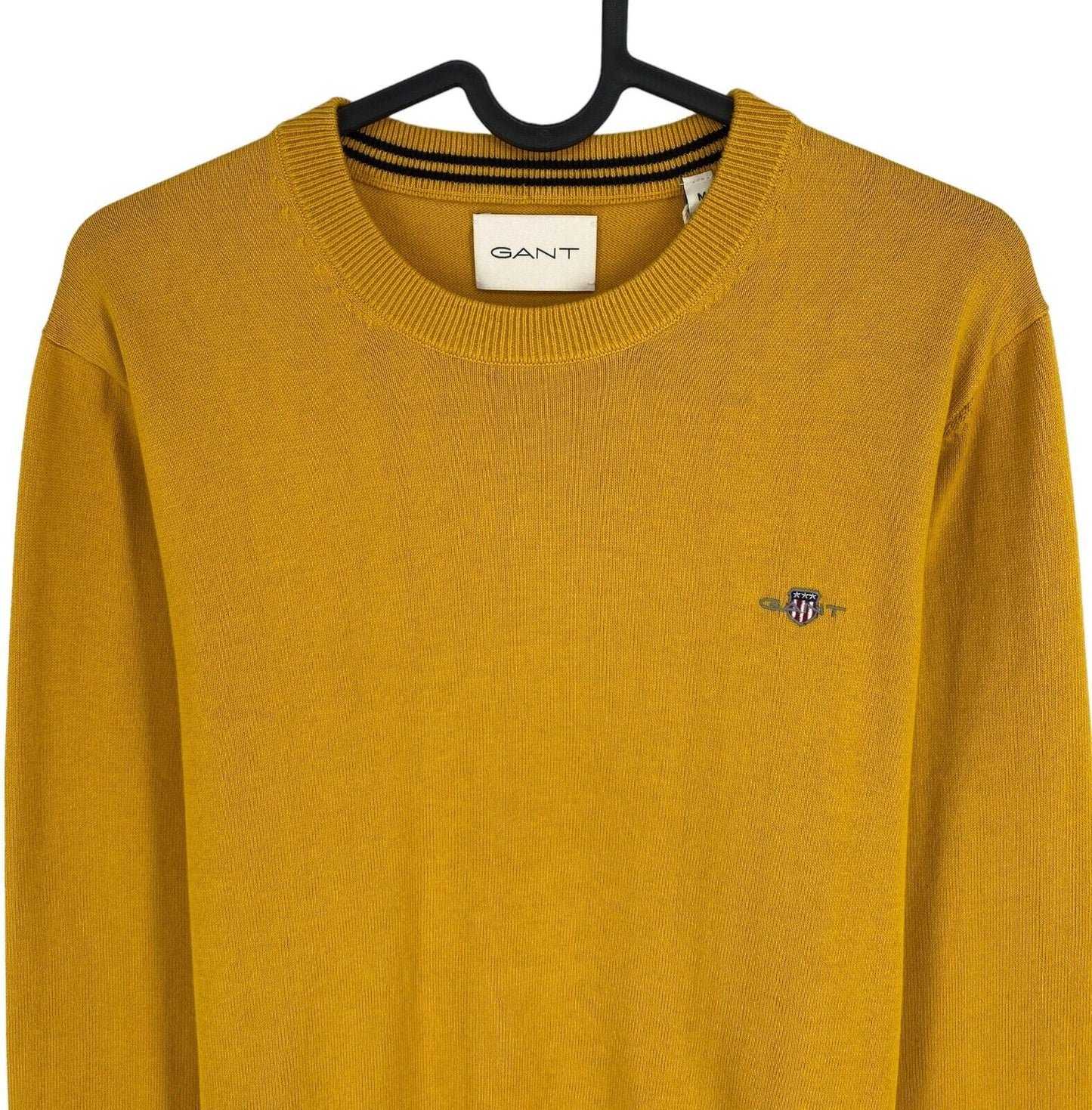 GANT Jaune Foncé Classique Coton Crew Neck Jumper Pull Taille M