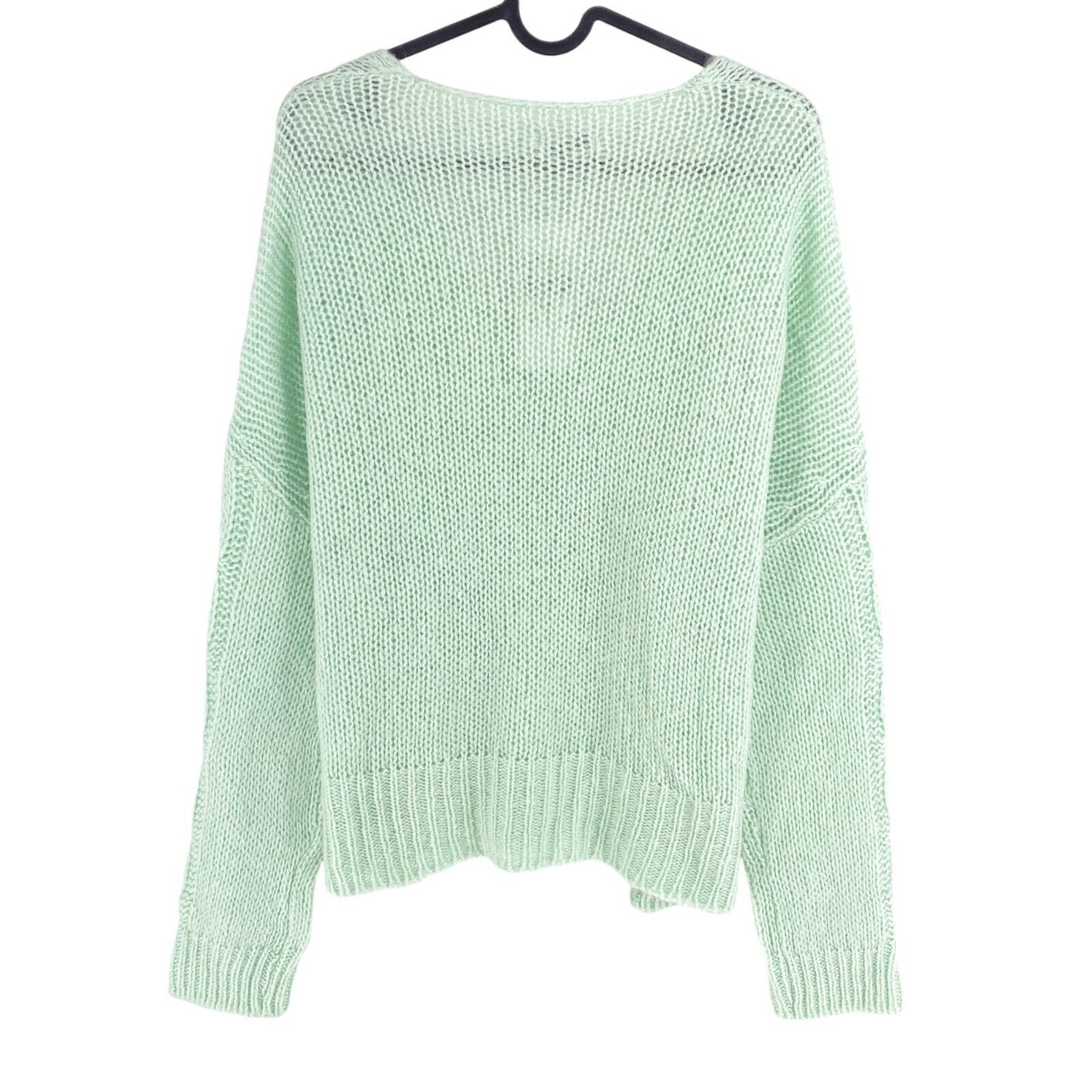 MOTIVI Women Green Cable Knit Oversized V Neck Jumper Sweater Size 2 - M / L