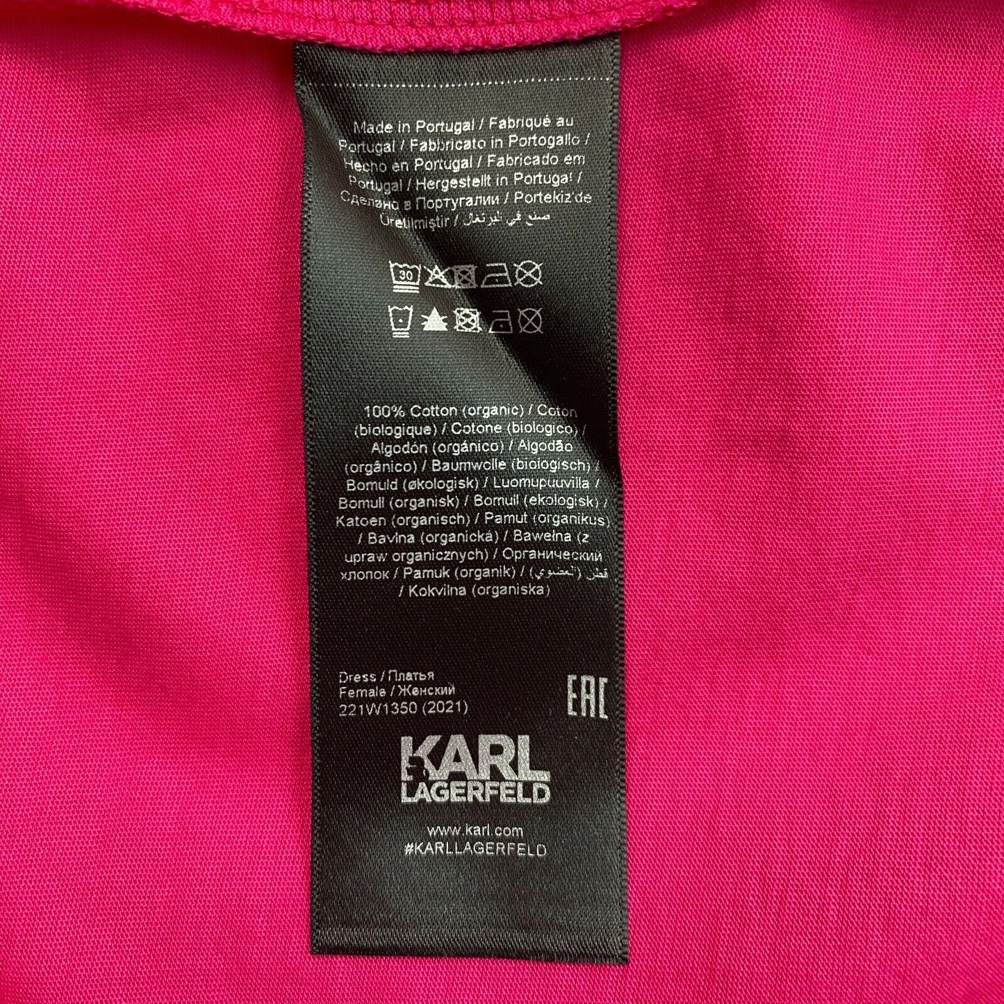 KARL LAGERFELD Robe T-shirt en jersey avec insert en dentelle rose Taille XS