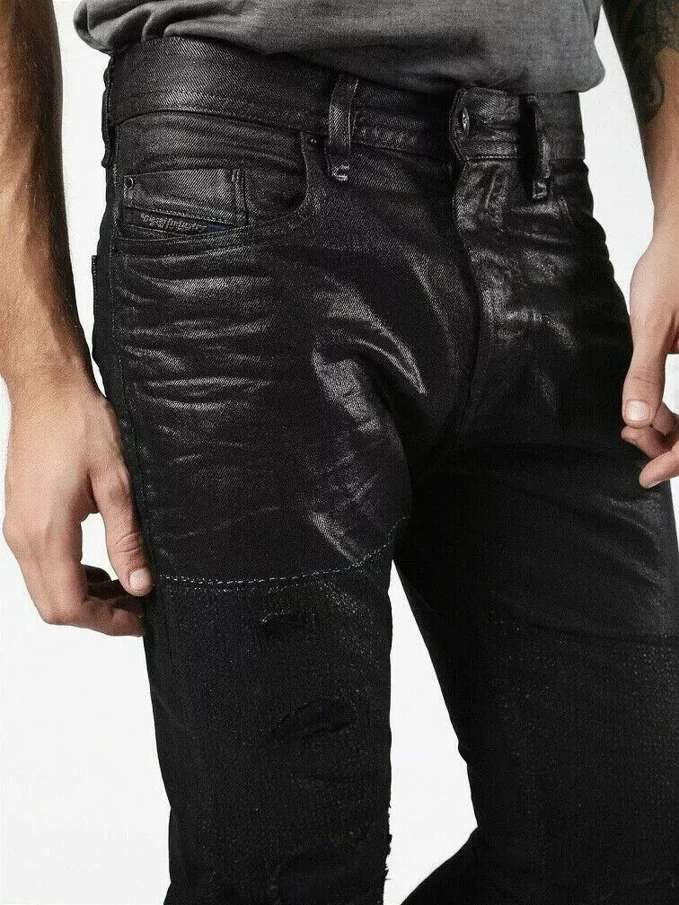 Diesel BUSTER 0856E Men Limited Edition Black Regular Slim Tapered Jeans W31 L32