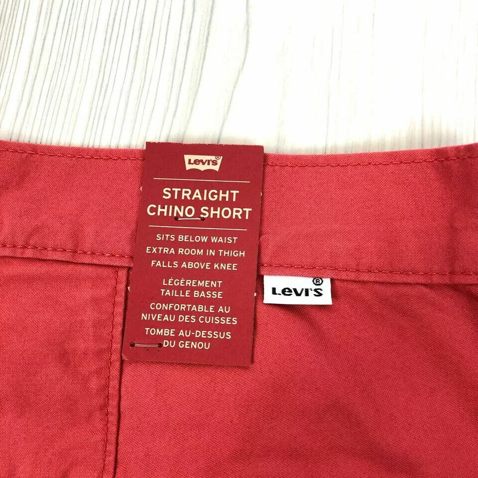 Levi‘s Mens Red Straight Fit Below Waist Above Knee Chino Shorts W38