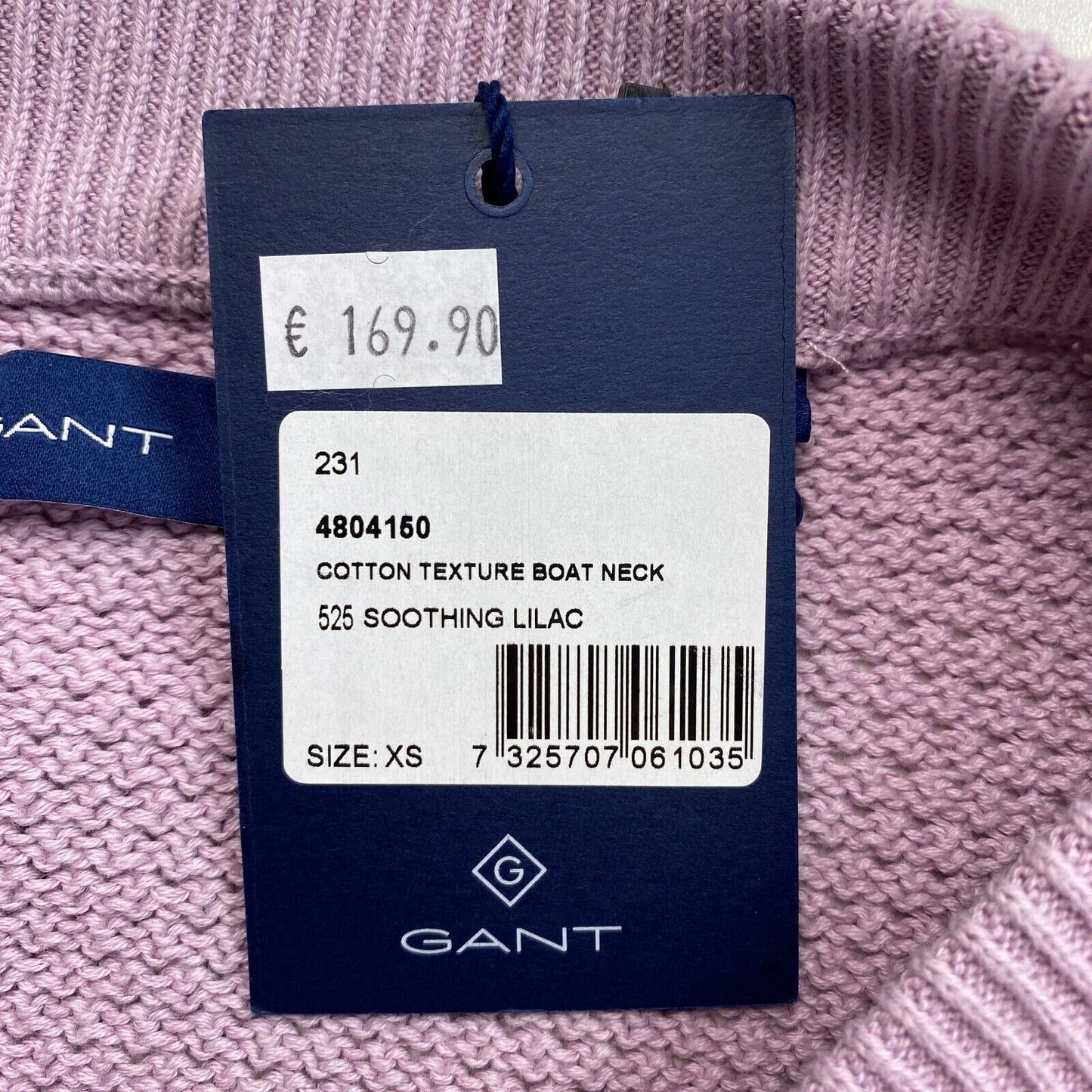 GANT Pullover mit U-Boot-Ausschnitt, Baumwolle, Struktur, Violett, Größe XS