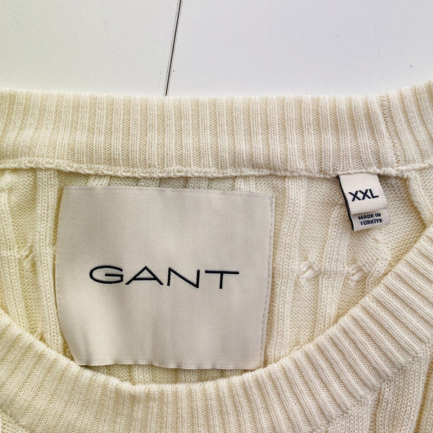 GANT Women Beige Cable Knit Crew Neck SS T Shirt Size 2XL XXL