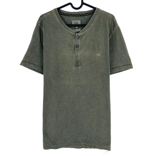 CAMEL ACTIVE Greyish  Green Organic Cotton Henley Neck T-Shirt Size L